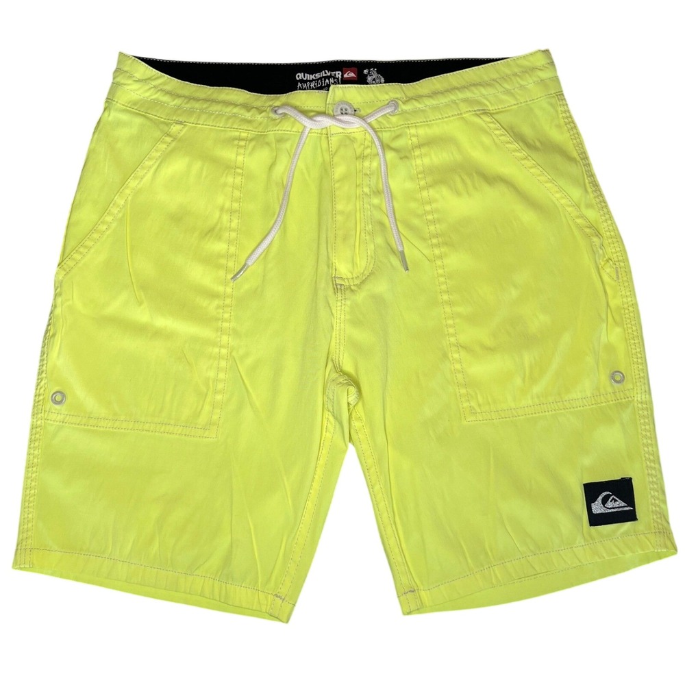 Quiksilver Amphibians Hybrid Board Shorts Neon Yellow Lime Green Mens‎ 31